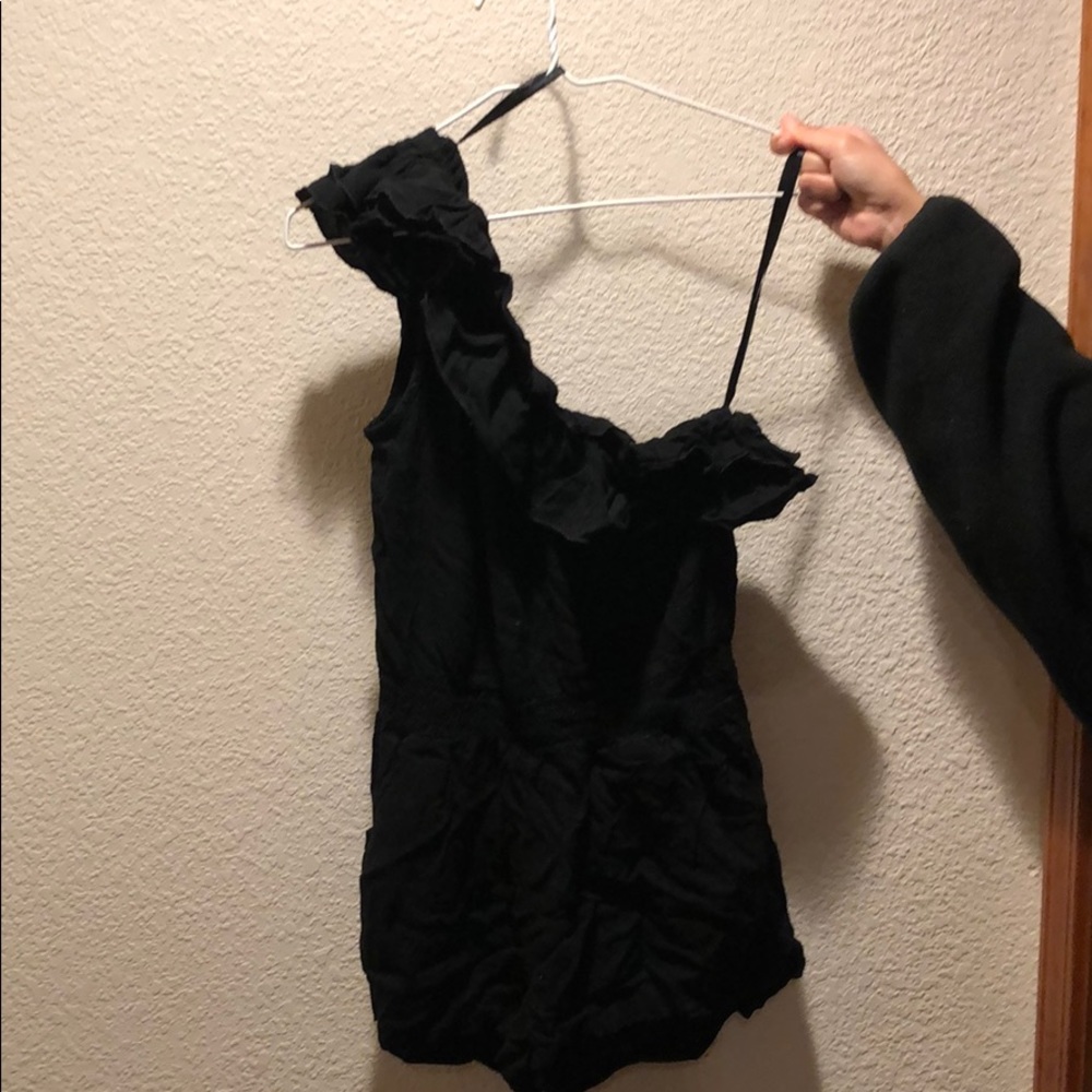 Black One Shoulder Romper